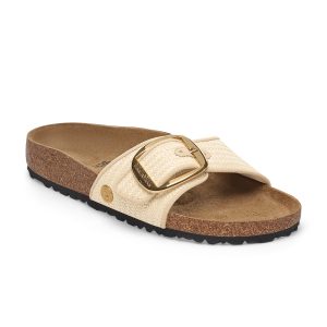 Madrid Big Buckle Raffia Natural Textile